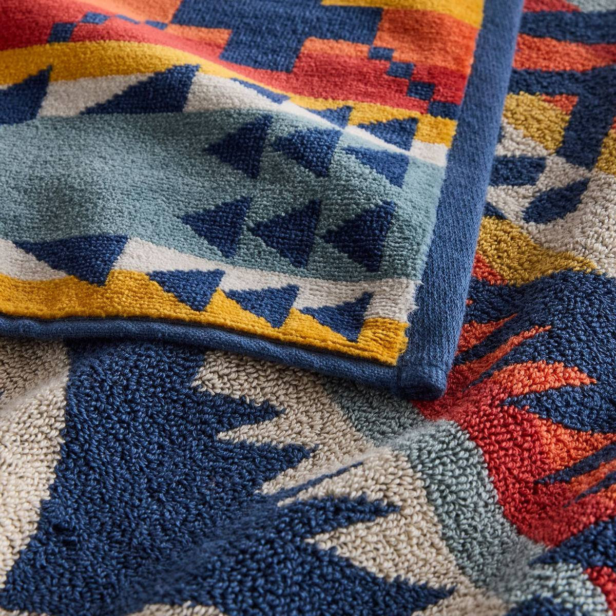 Pendleton Oversized Jacquard Spa Towel Nehalem Navy, a luxury towel you'll love for the beach, hot tub or pool