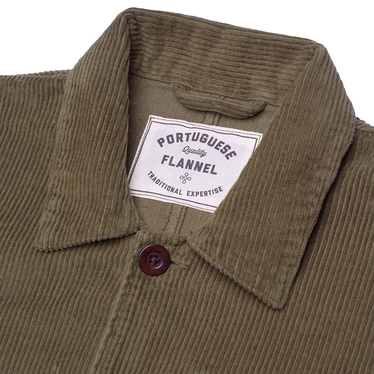 Portuguese Flannel Labura Cotton-Corduroy Overshirt Olive, gemaakt van de fijnste exclusieve stoffen