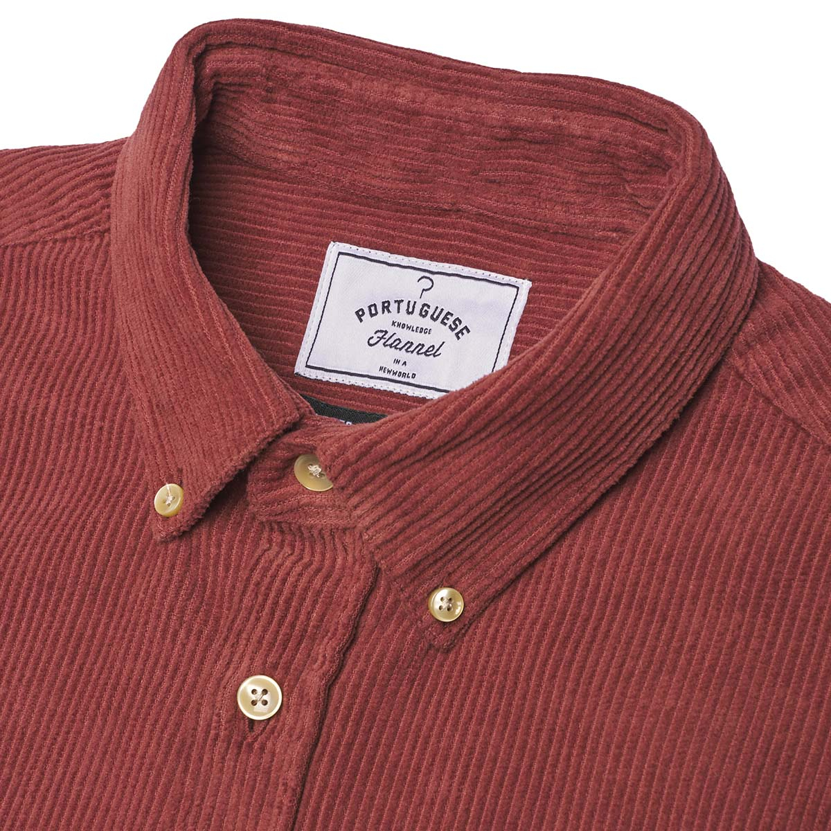 Portuguese Flannel Lobo Cotton-Corduroy Shirt Bordeaux, gemaakt van de fijnste exclusieve stoffen