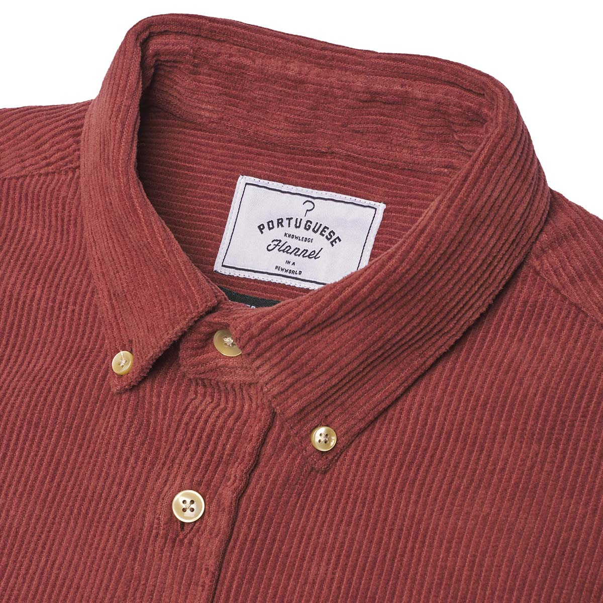 Portuguese Flannel Lobo Cotton-Corduroy Shirt Bordeaux, gemaakt van de fijnste exclusieve stoffen