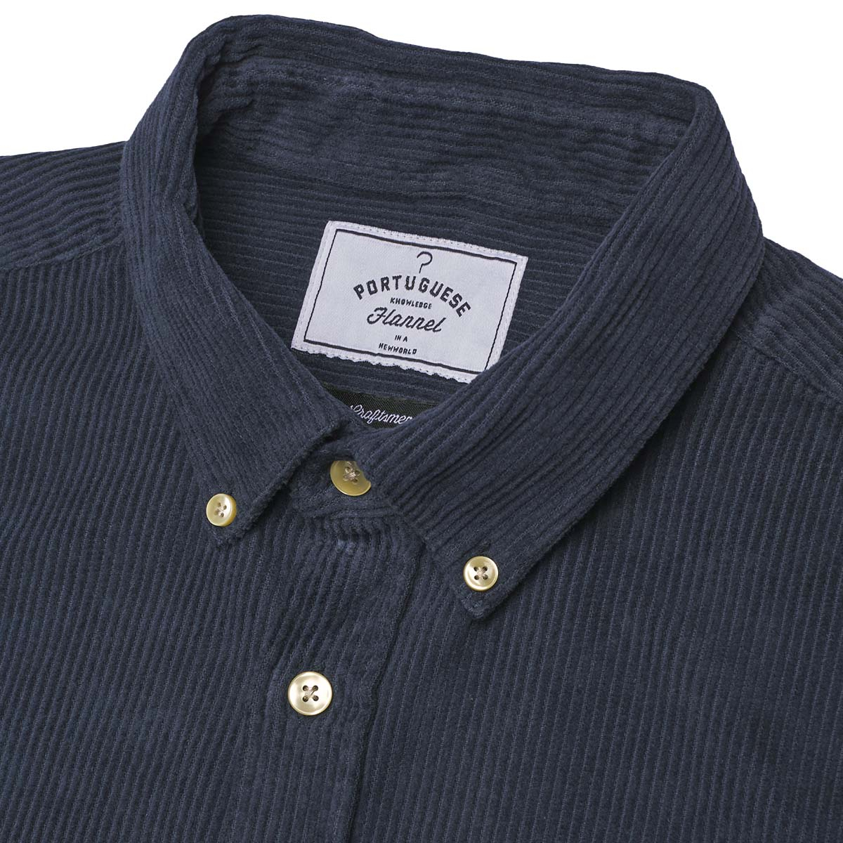 Portuguese Flannel Lobo Cotton-Corduroy Shirt Navy, gemaakt van de fijnste exclusieve stoffen