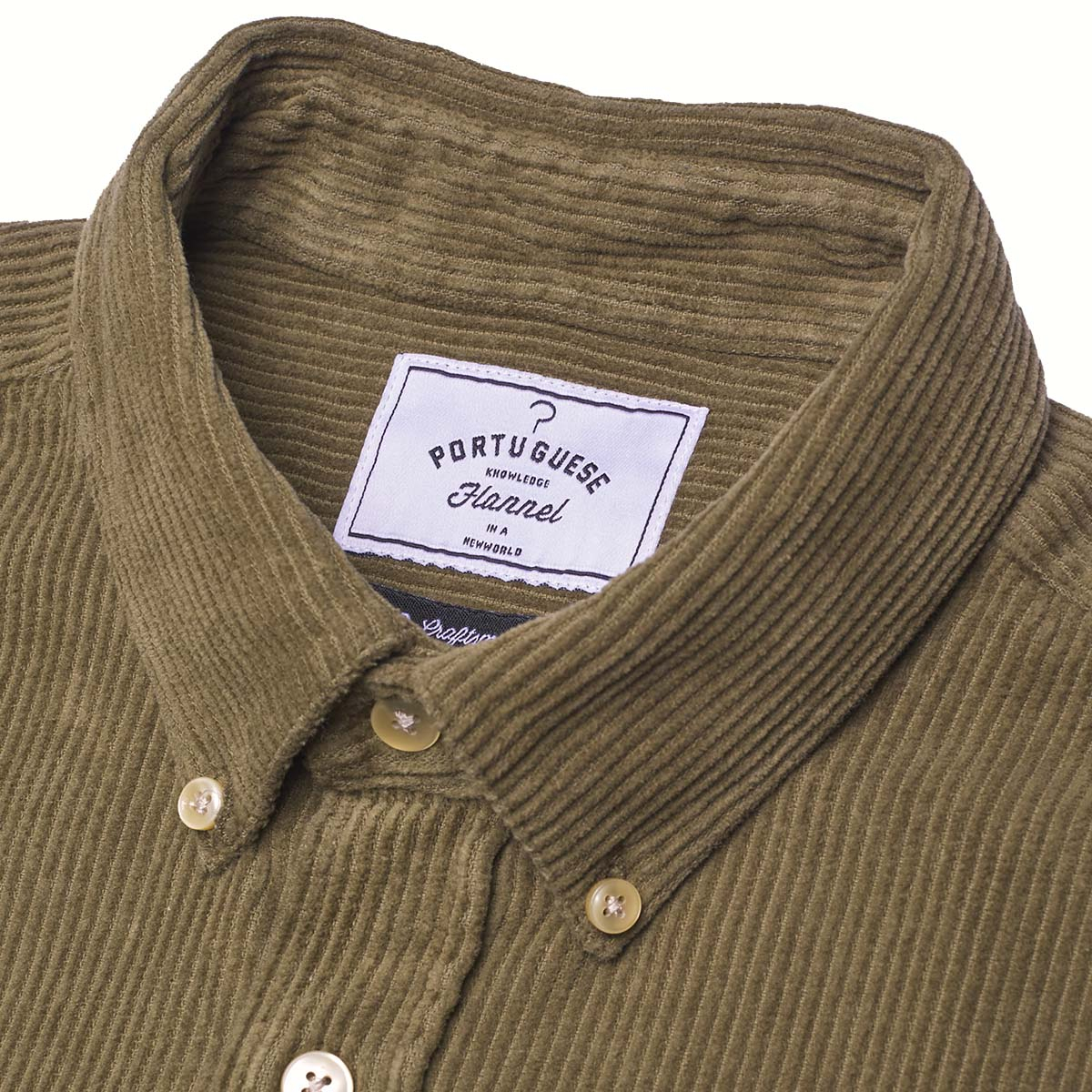 Portuguese Flannel Lobo Cotton-Corduroy Shirt Olive, gemaakt van de fijnste exclusieve stoffen