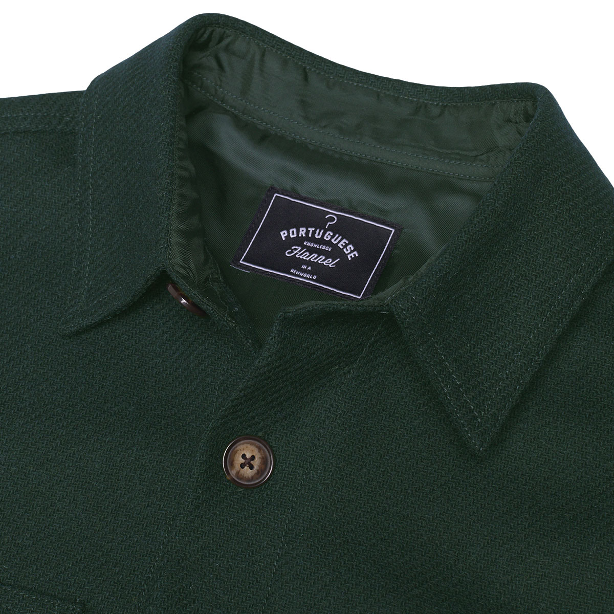 Portuguese Flannel Wool Field Overshirt Green, gemaakt van de fijnste exclusieve stoffen