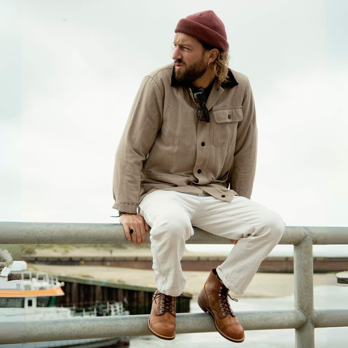 Wear the Red Wing 8085 Iron Ranger Boot in Copper Rough & Tough for a stylish city stroll that combines comfort and durability.