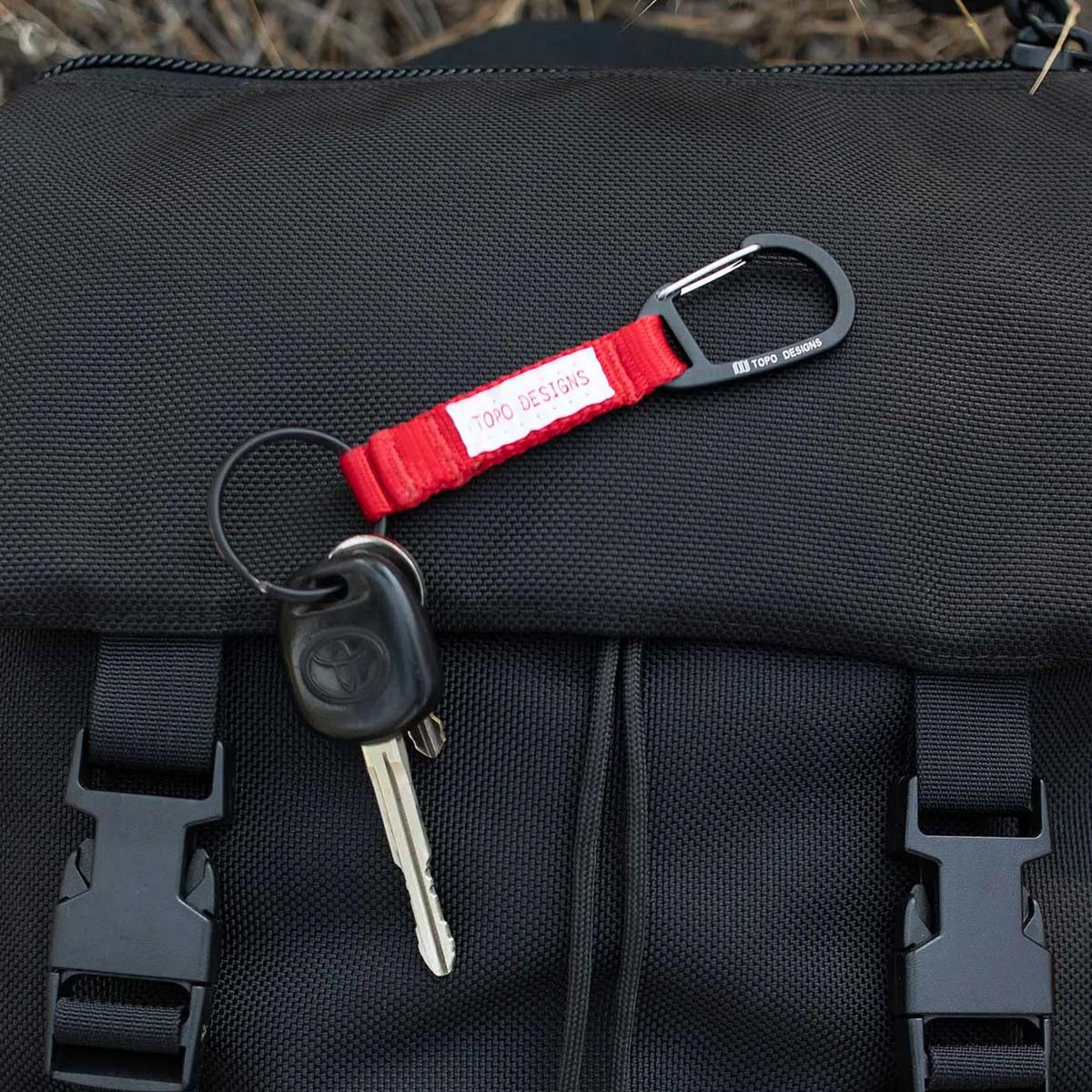 Topo Designs Key Clip Red, keep keys handy and visible with the Key Clip