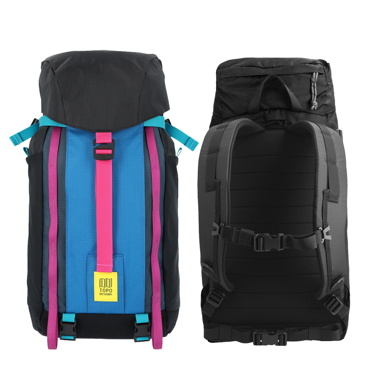 Topo Designs Mountain Pack 16L Black/Blue, voor en achterkant