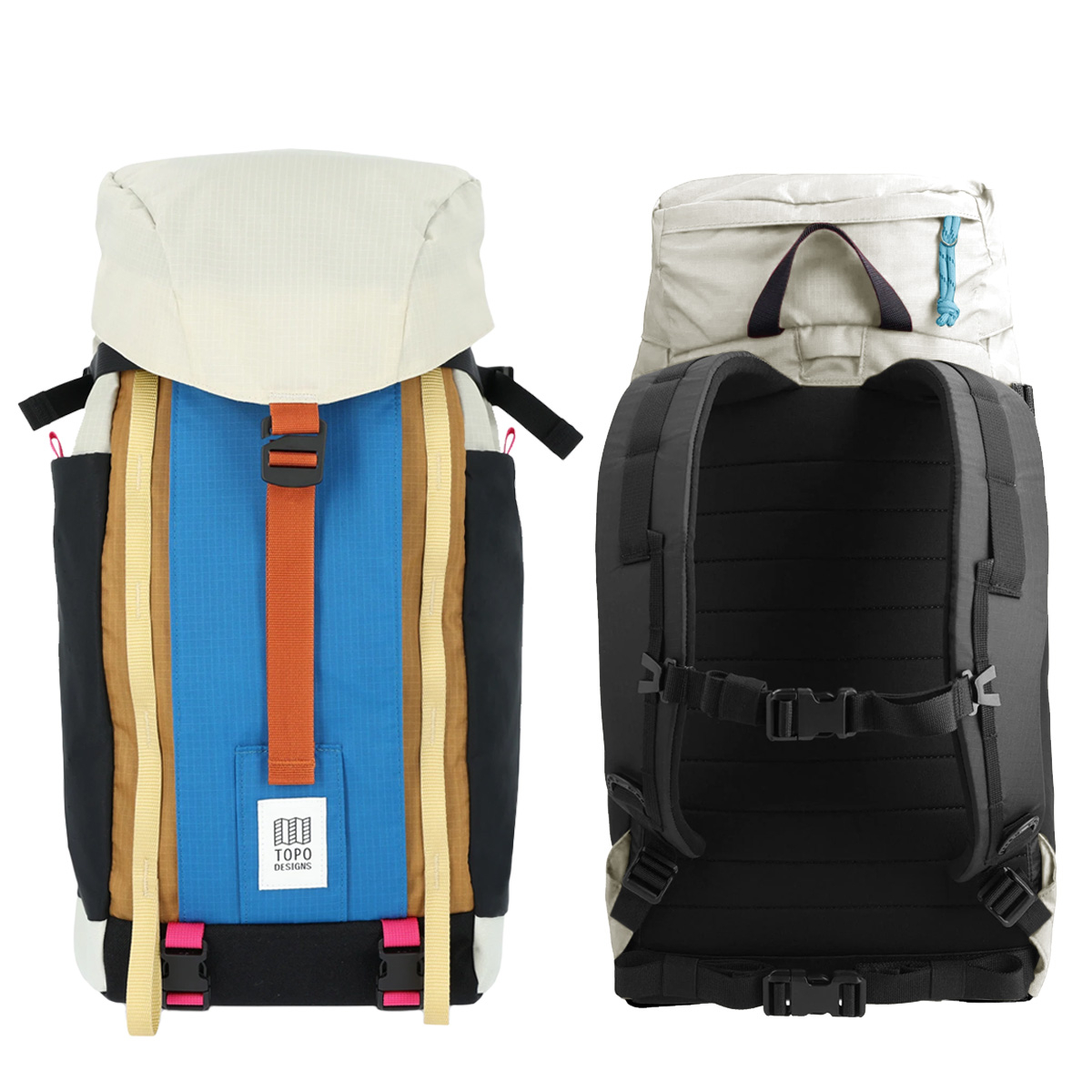 Topo Designs Mountain Pack 16L Bone White/Blue, voor en achterkant