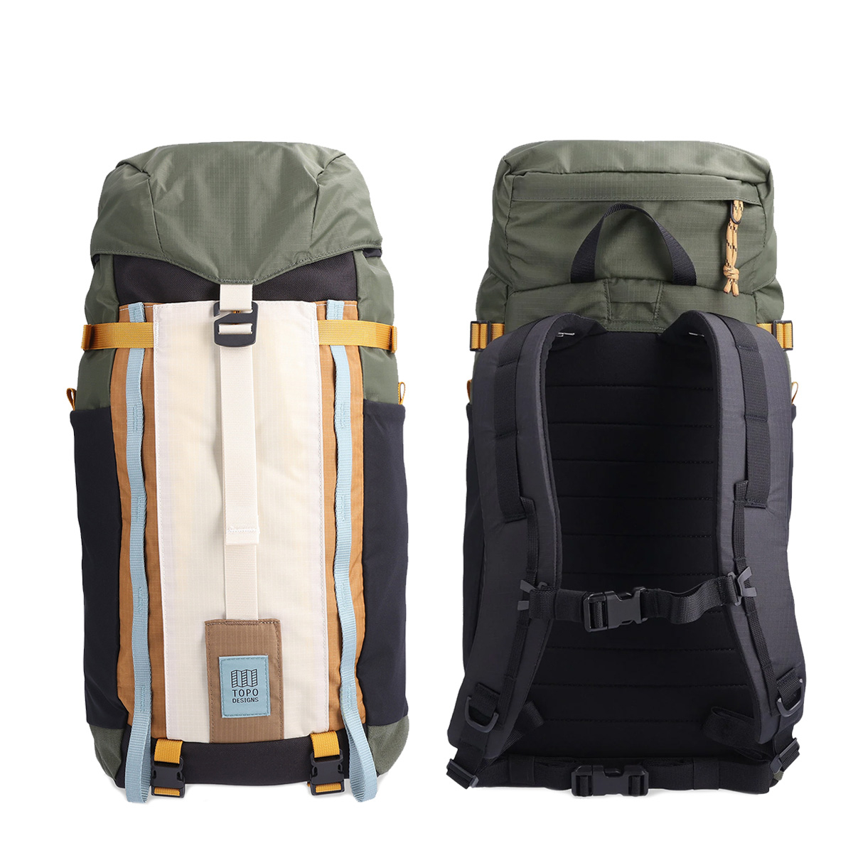 Topo Designs Mountain Pack 16L Bone White/Olive, voor en achterkant