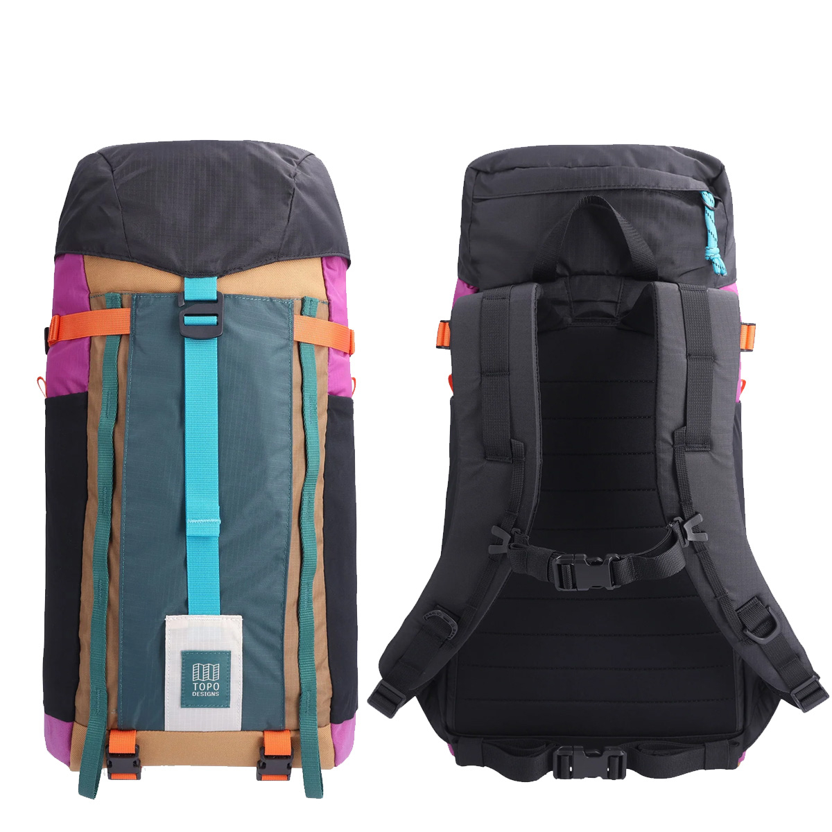 Topo Designs Mountain Pack 16L Botanic Green/Grape, voor en achterkant