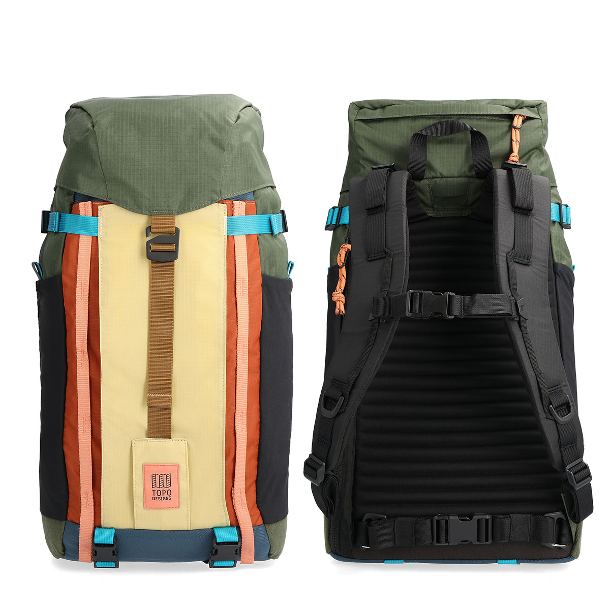 Topo Designs Mountain Pack 16L Olive/Hemp, voor en achterkant