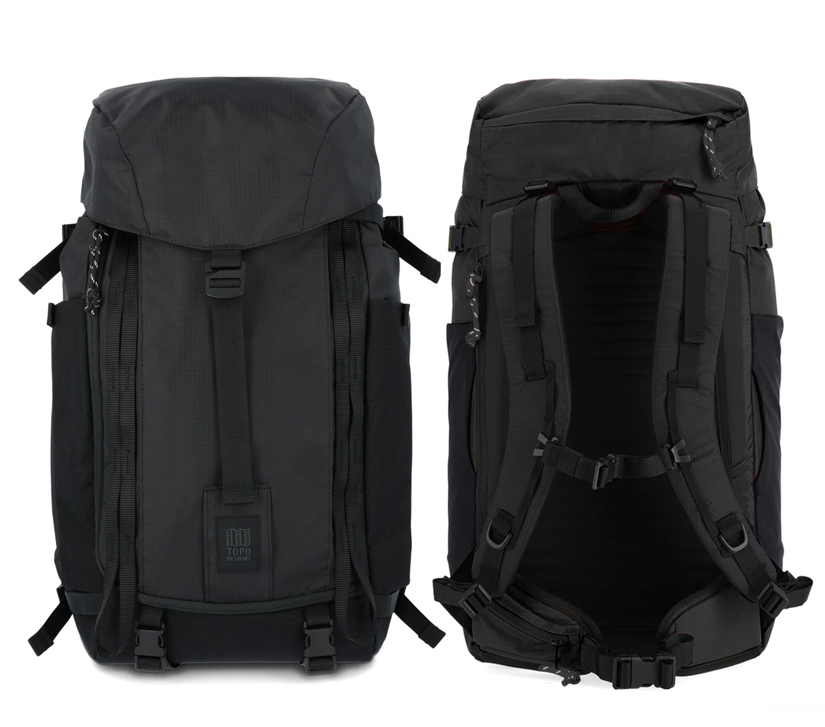 Topo Designs Mountain Pack 28L Black, voor en achterkant