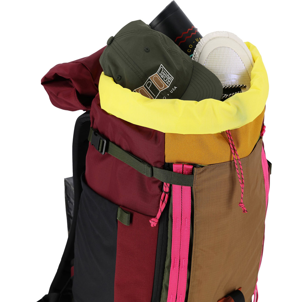 Topo Designs Mountain Pack 28L, waterbestendige voering met een opvallende heldere kleur