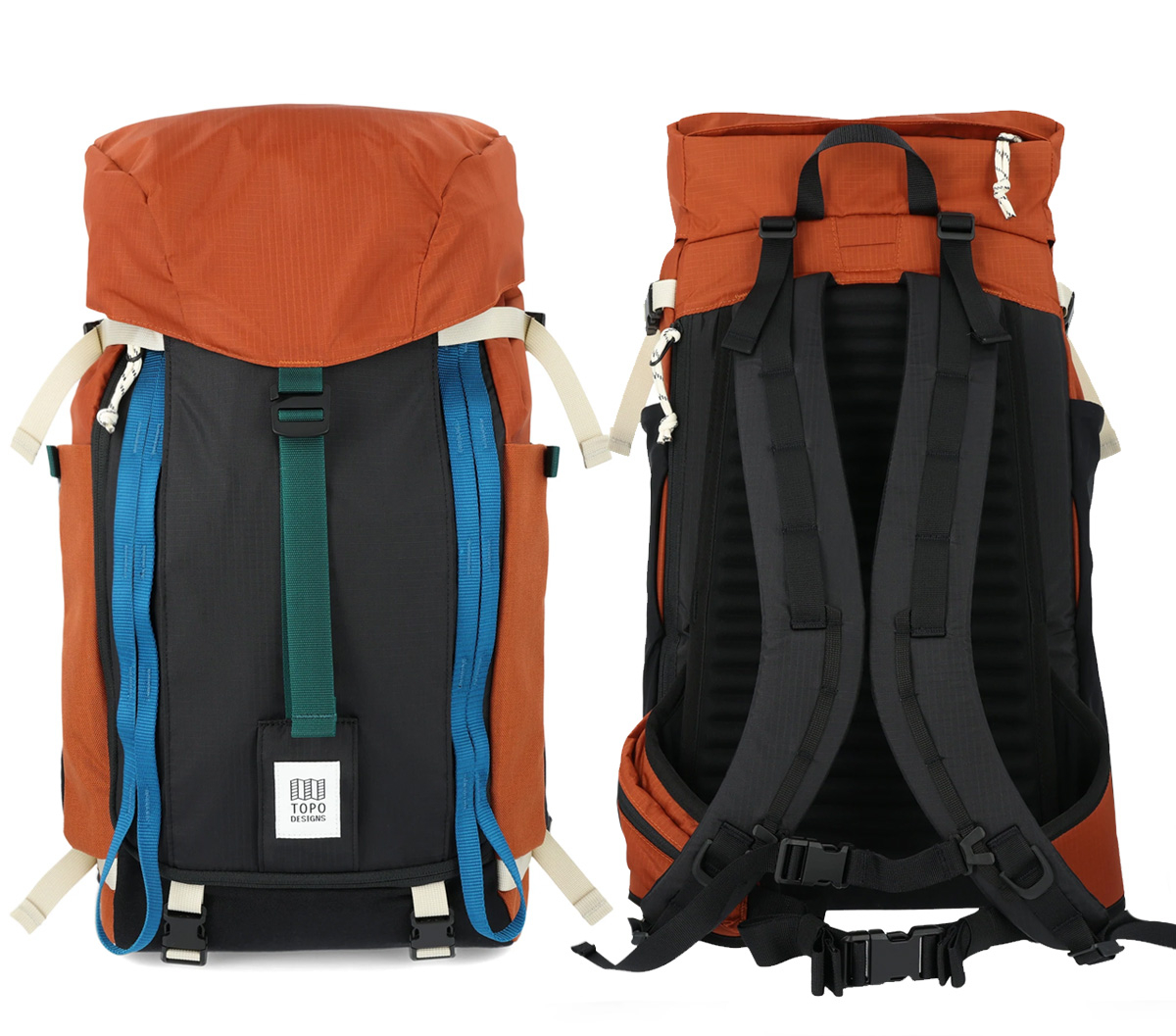 Topo Designs Mountain Pack 28L Clay/Black, voor en achterkant