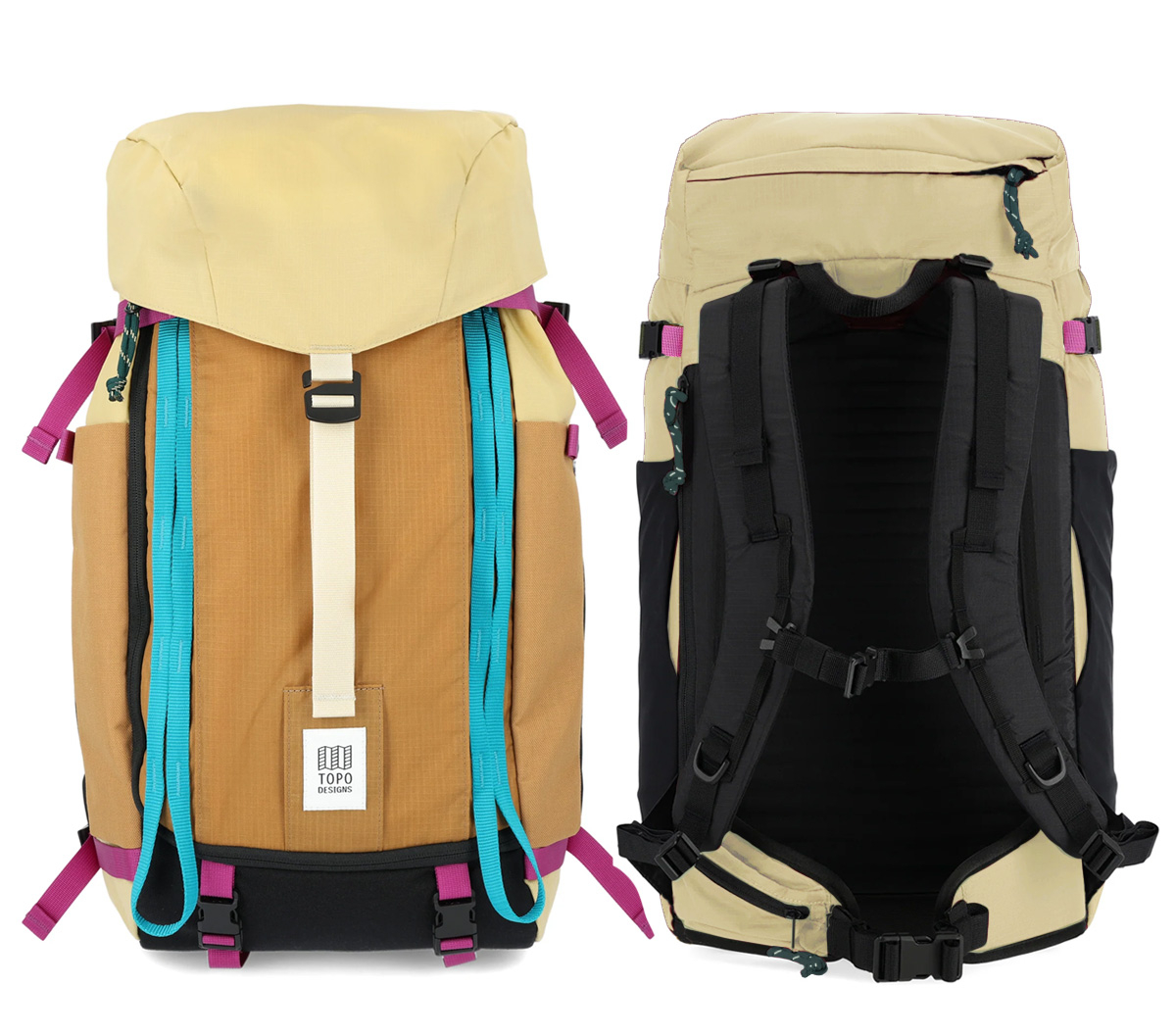 Topo Designs Mountain Pack 28L Hemp/Bone Brown, voor en achterkant