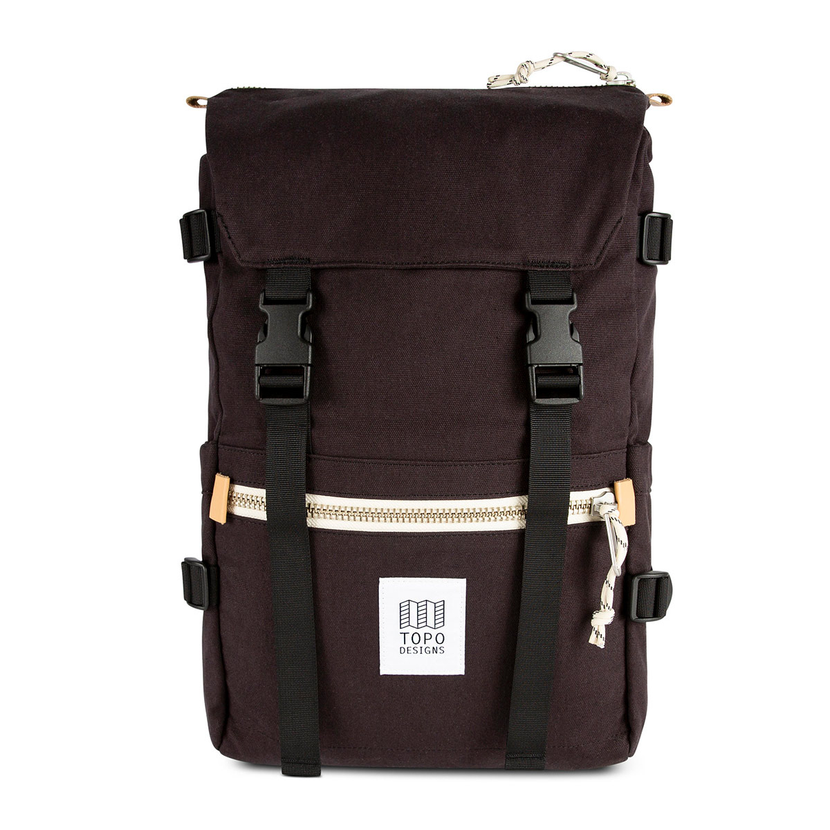 Topo Designs Rover Pack Canvas Black, een op de bergen geïnspireerde rugzak ontmoet urban city stijl.
