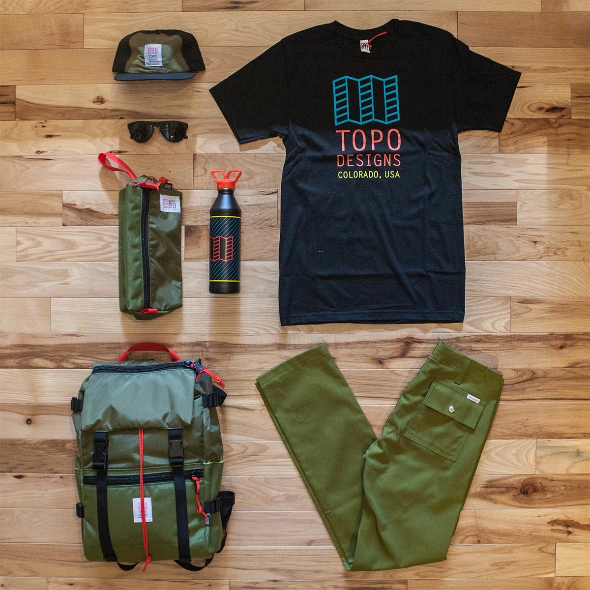 Topo Designs Dopp Kit Olive, waterbestendig, voor compact reizen, ook te gebruiken als accessoire opbergtas