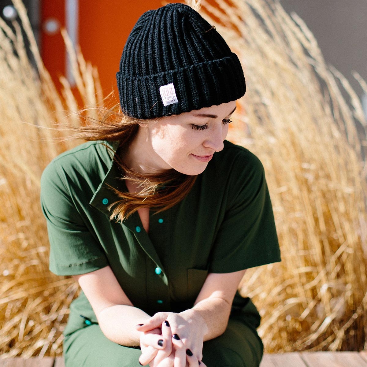 Topo Designs Wool Beanie Black, 100% merino wool beanie features a chunky, loose knit weave.