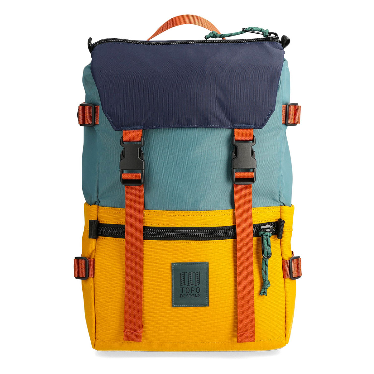 Topo Designs Rover Pack Classic Sea Pine/Mustard, tijdloze rugzak met moderne functionaliteiten voor dagelijks gebruik