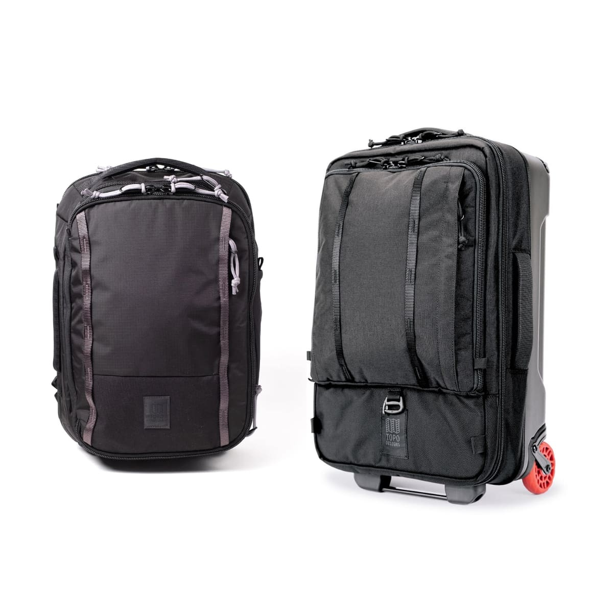 Topo Designs Global Travel Backpack Black, gecombineerd met andere Topo Designs tassen.